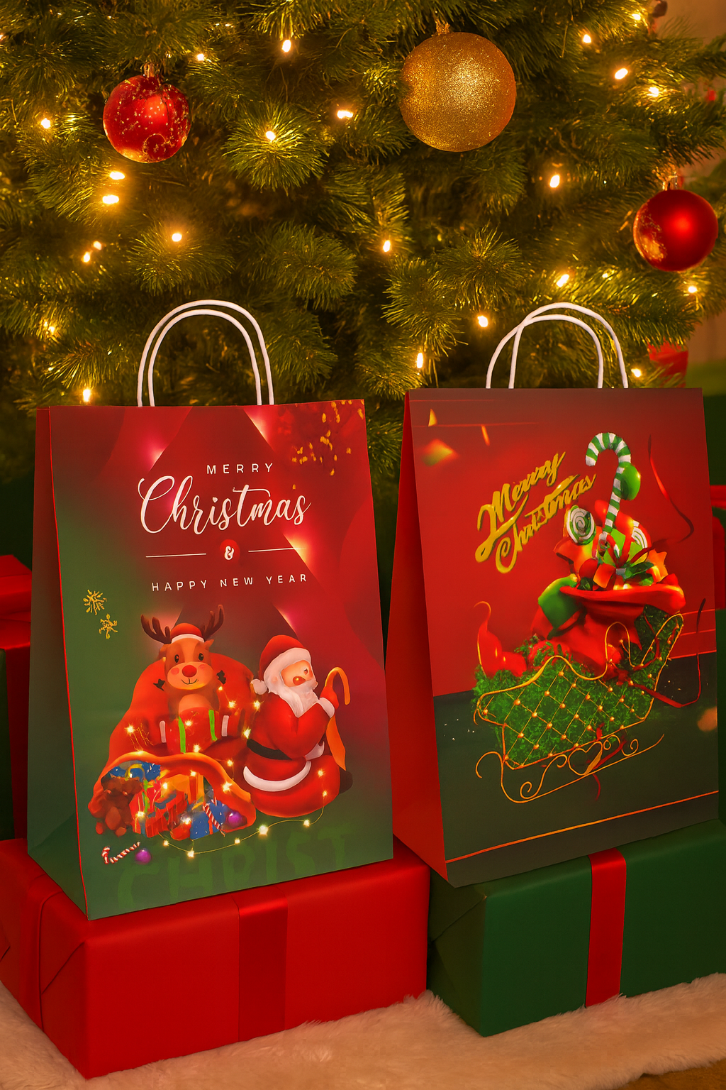 Pack X 5 Bolsas De Regalo Papel Navideñas  31x42x11cm