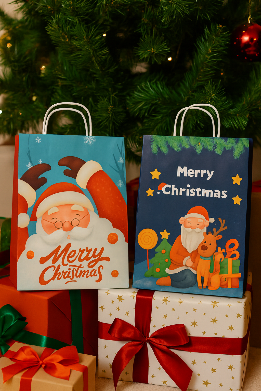 Pack X 5 Bolsas De Regalo Papel Navideñas  31x42x11cm