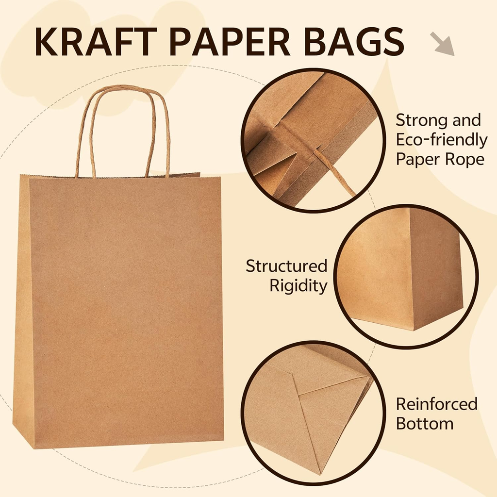 Pack De 10 Bolsas Papel Kraft Lisas Con Asa 41 X 31 X 12 Cm