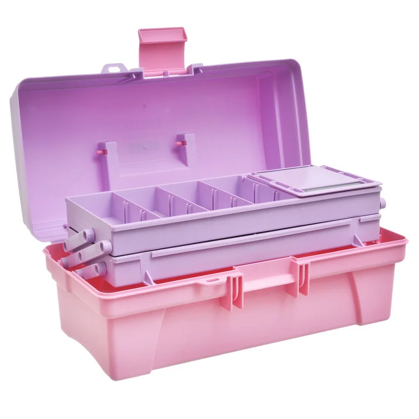 Caja Vanity Organizadora Rimax 14 Pulgadas Color Rosado y Lila
