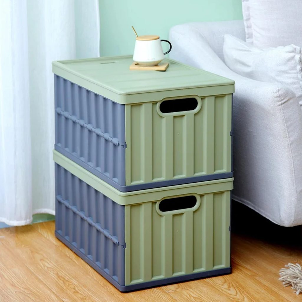 Caja Organizadora De Plástico Plegable Con Tapa 64 Lt