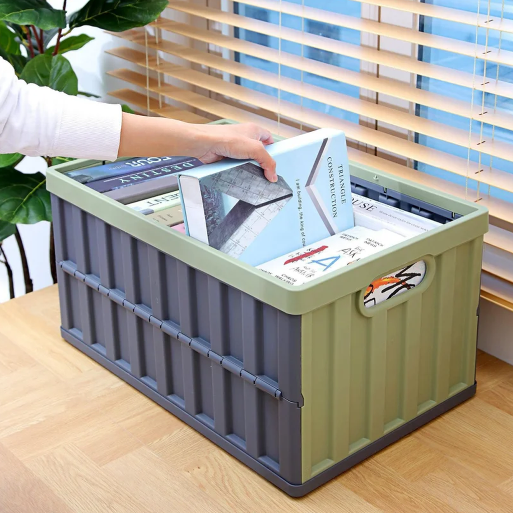 Caja Organizadora De Plástico Plegable Con Tapa 64 Lt