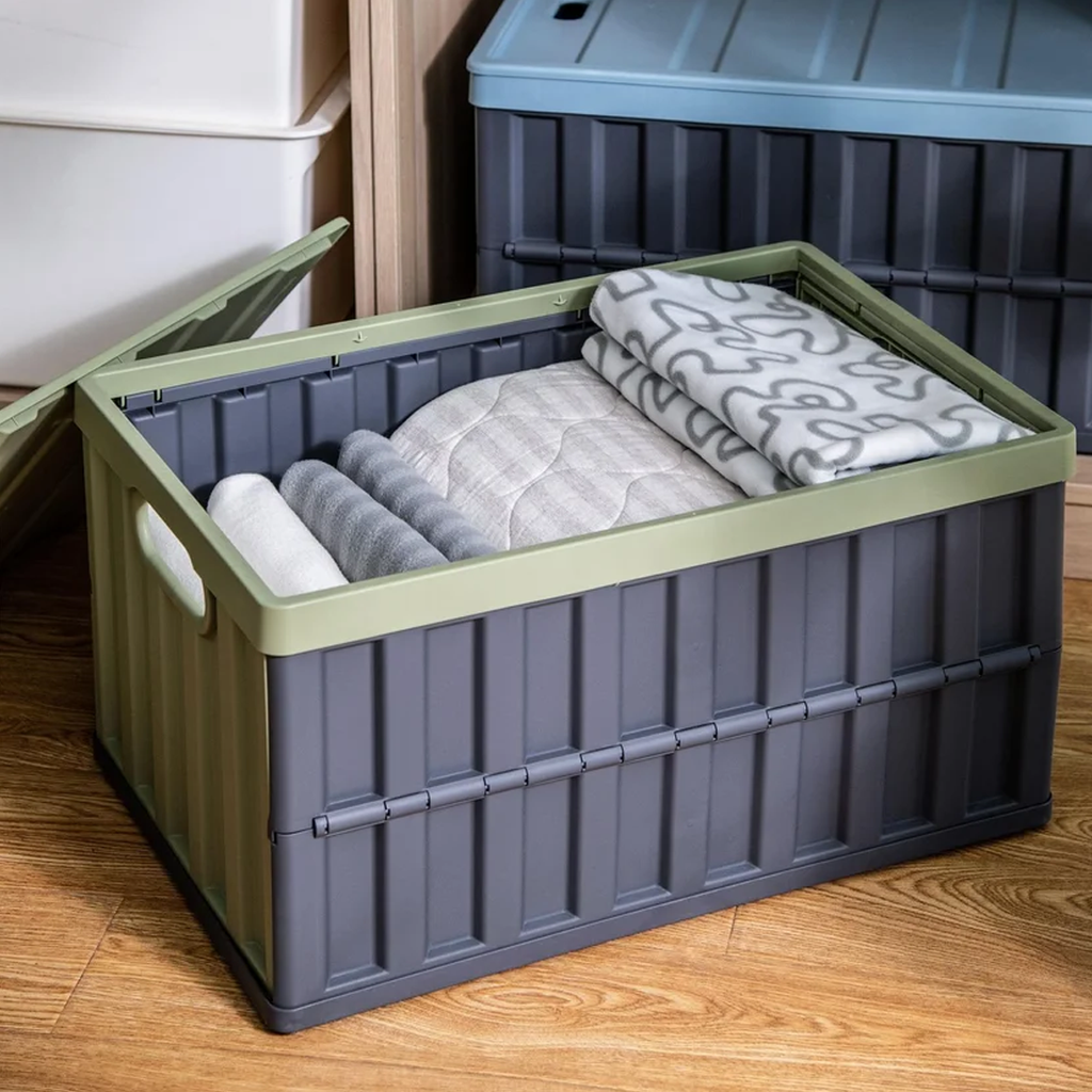 Caja Organizadora De Plástico Plegable Con Tapa 64 Lt