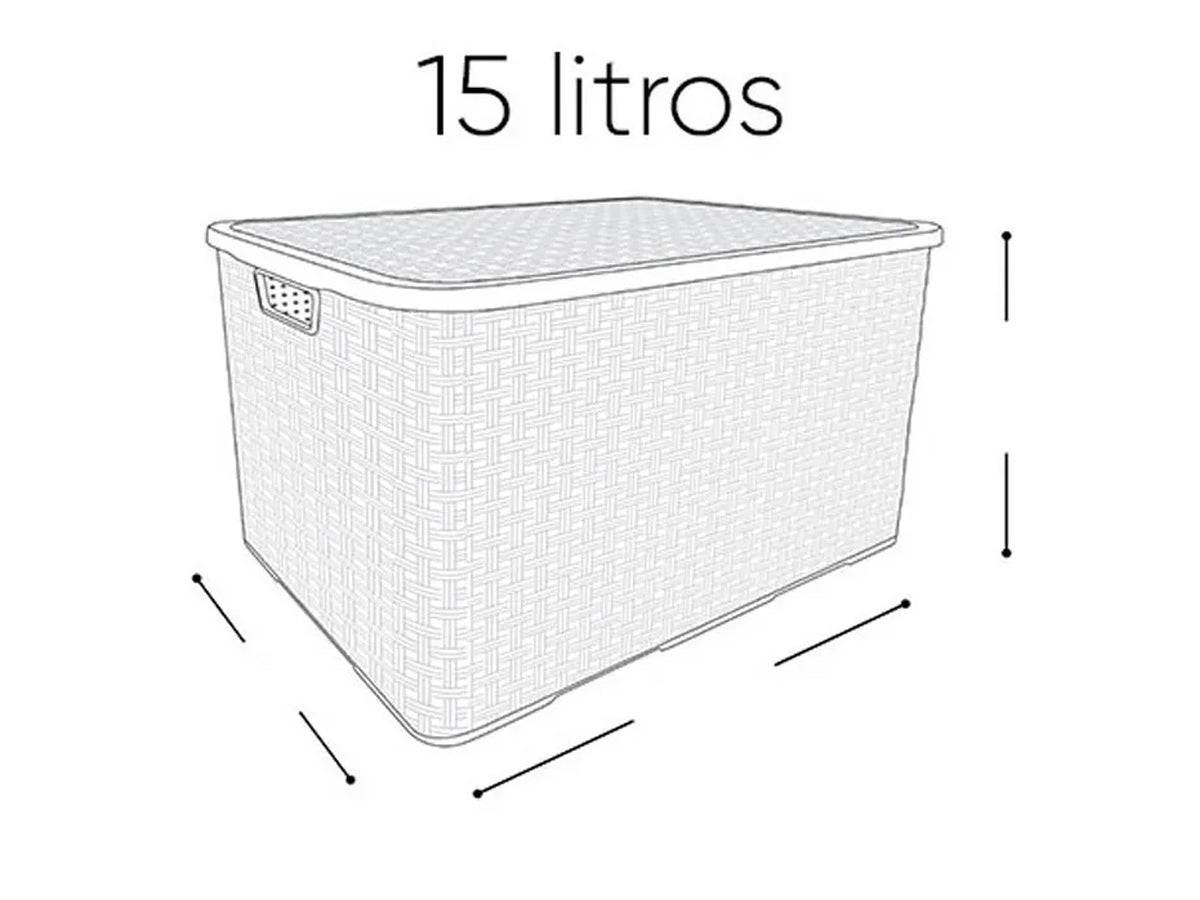 Pack 2 Cajas Organizadoras 15 Lt Símil Rattan Arqplast