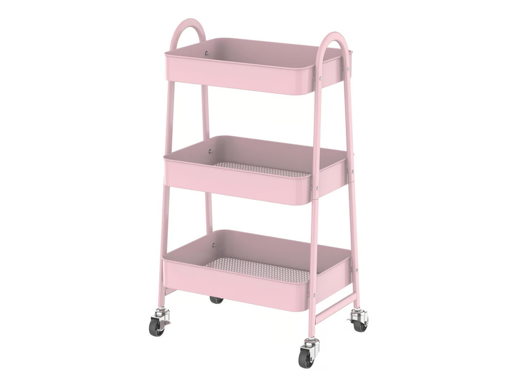 Carro Organizador De Cocina De Metal Con Ruedas Rosa Just Home Collection Boho