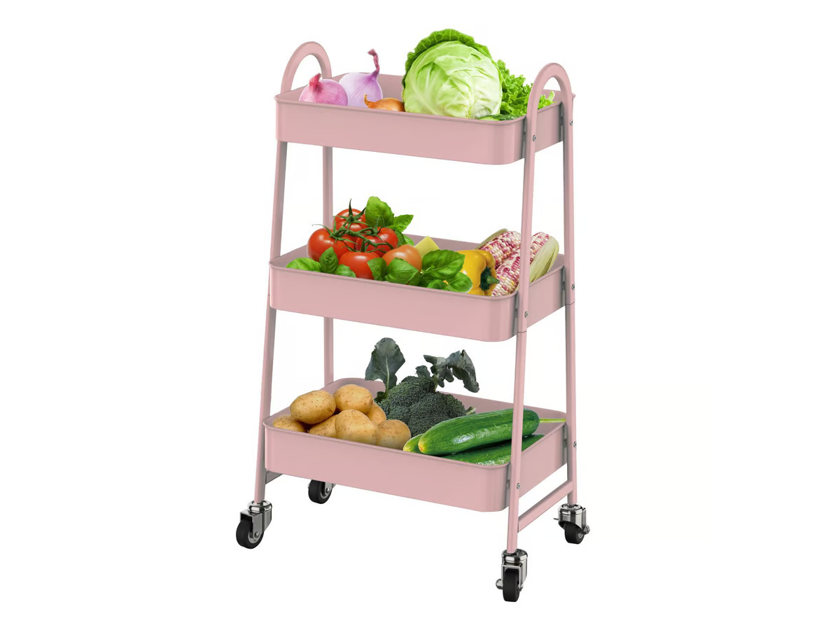 Carro Organizador De Cocina De Metal Con Ruedas Rosa Just Home Collection Boho