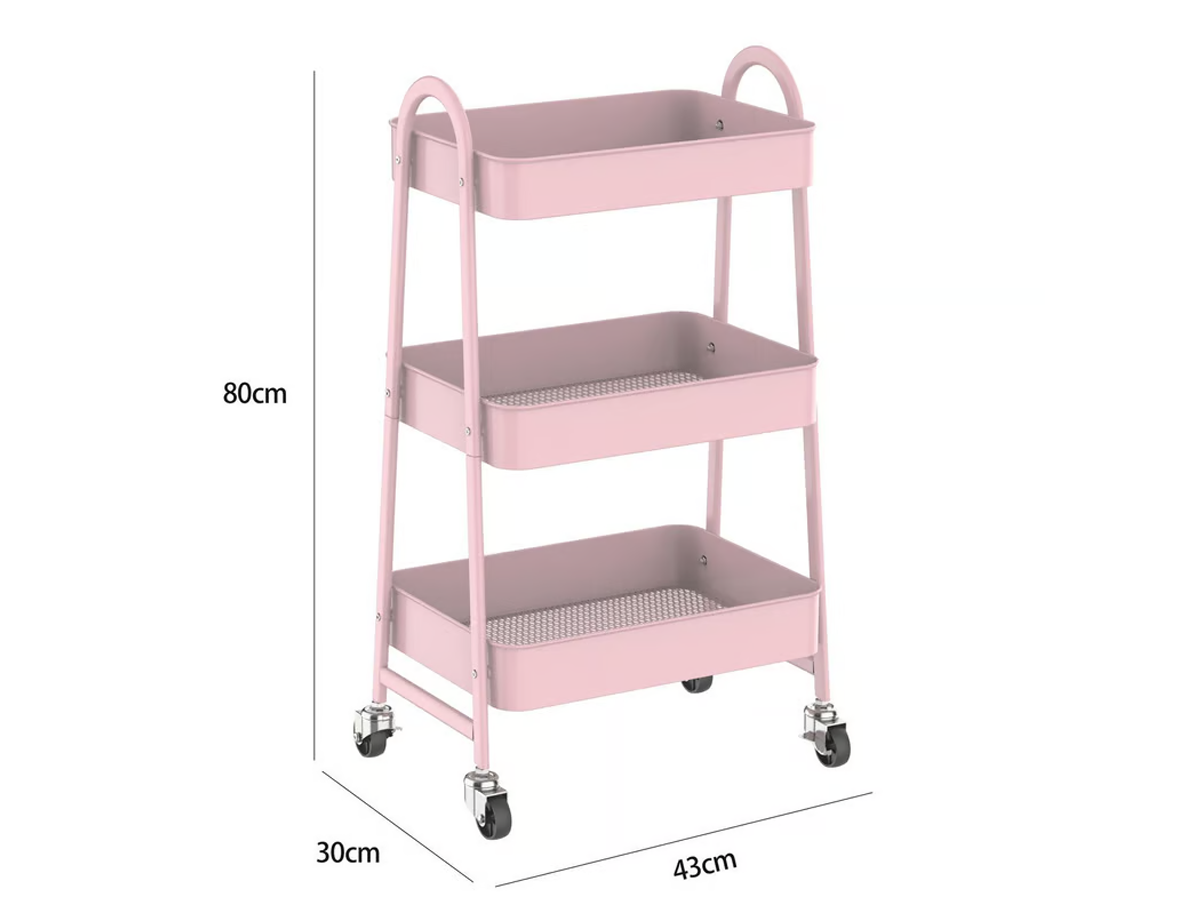 Carro Organizador De Cocina De Metal Con Ruedas Rosa Just Home Collection Boho