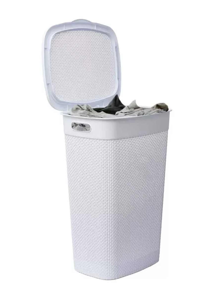Cesto de Ropa Simil Rattan de Plástico 55 Lts Rischiotto Blanco