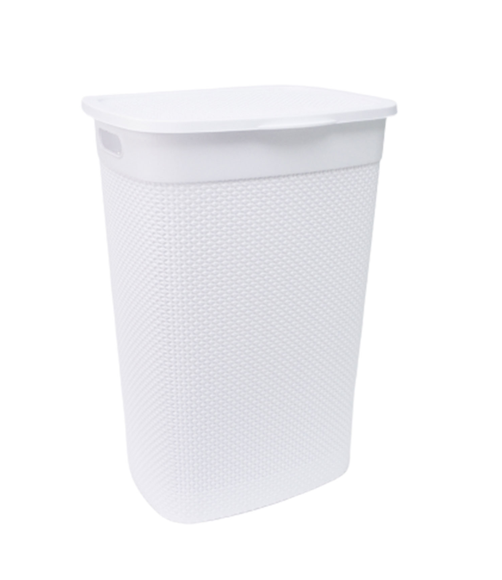 Cesto de Ropa Simil Rattan de Plástico 55 Lts Rischiotto Blanco