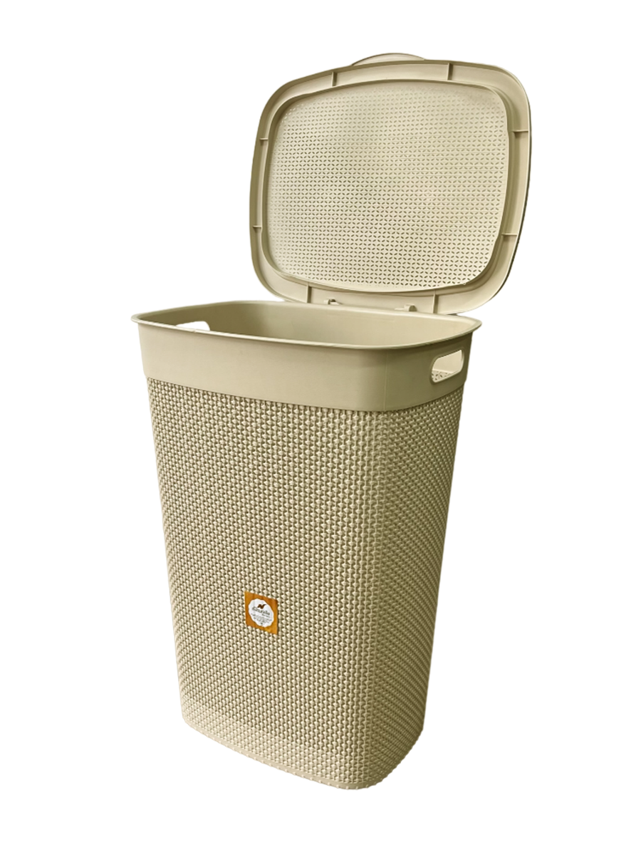 Cesto de Ropa Simil Rattan de Plástico 55 Lts Rischiotto Beige