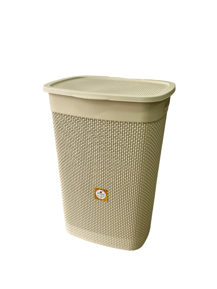 Cesto de Ropa Simil Rattan de Plástico 55 Lts Rischiotto Beige