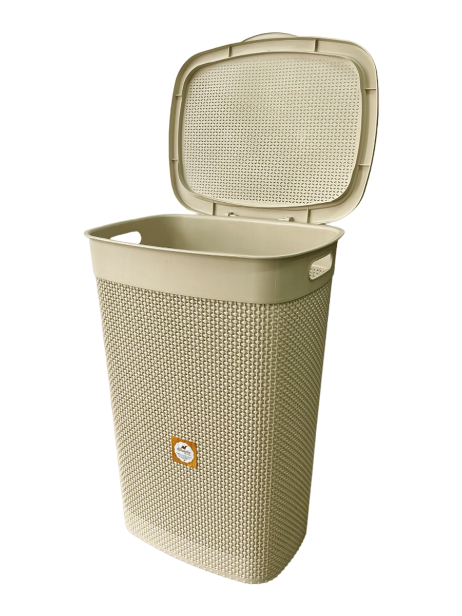 Cesto de Ropa Simil Rattan de Plástico 55 Lts Rischiotto Beige