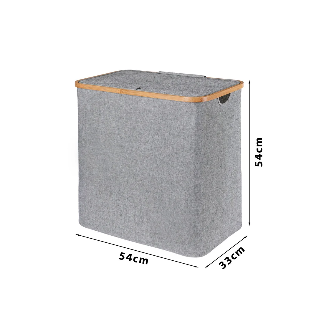 Cesto De Ropa Tela Bambú Con Tapa 96 Lt Gris Lisa