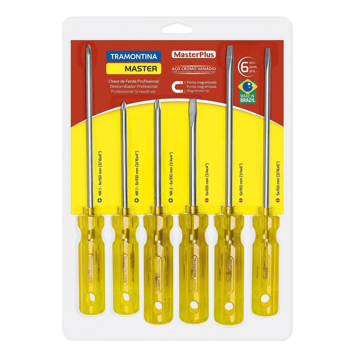 Set 6 Destornilladores Tramontina Master Para Trabajo Pesado