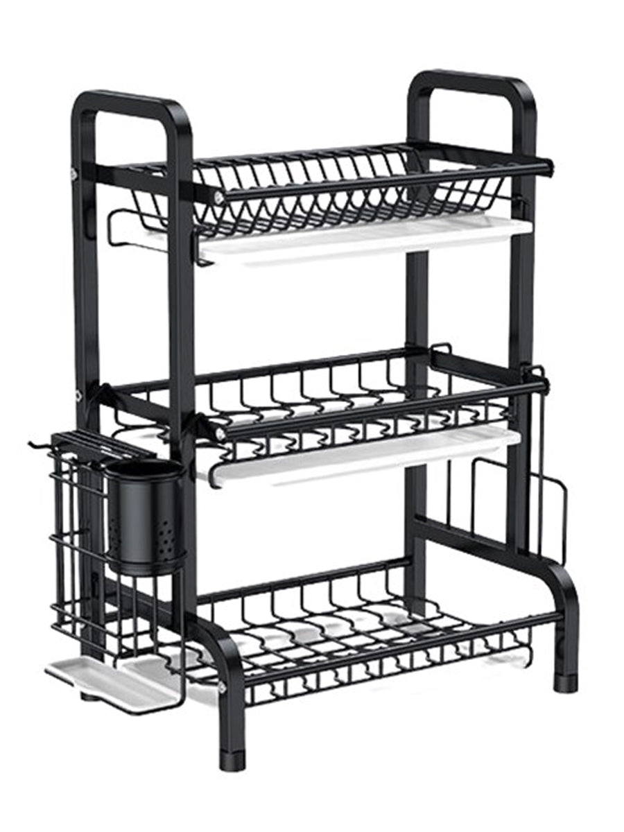Escurridor De Platos 3 Niveles De Metal Escurre Platos Color Negro