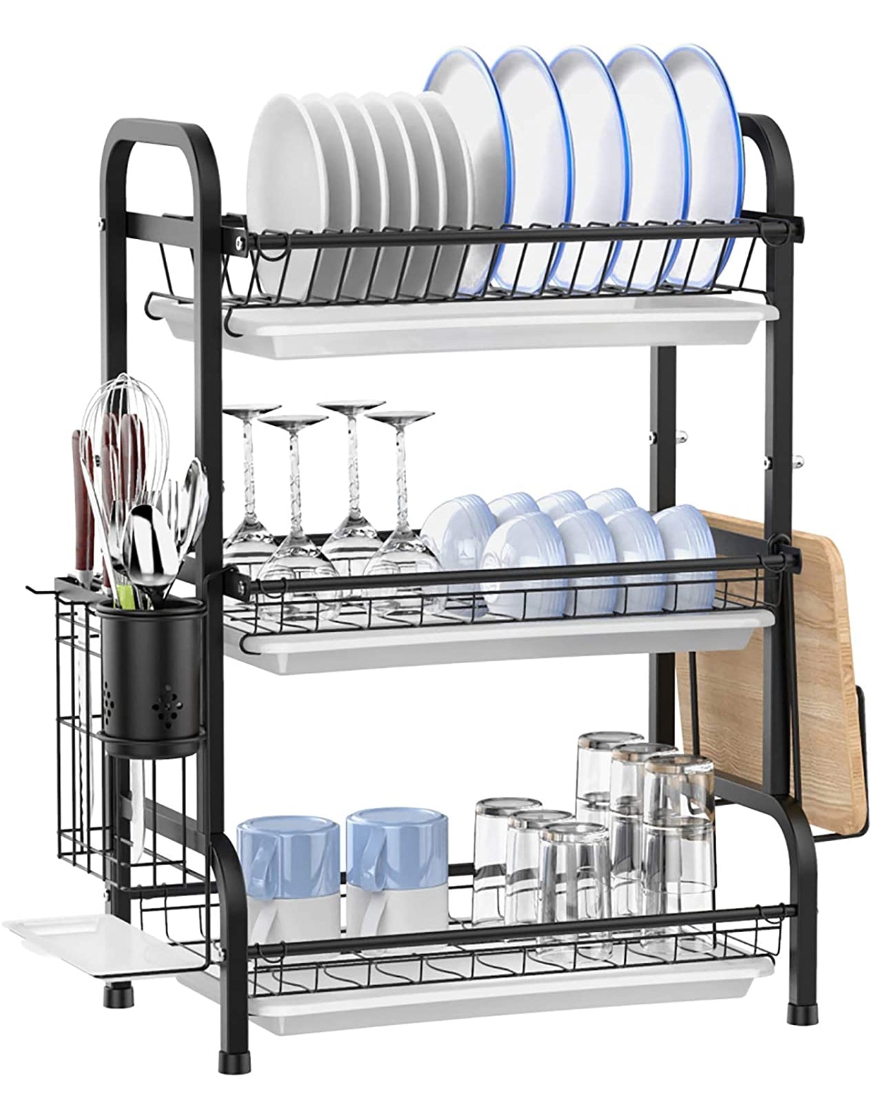Escurridor De Platos 3 Niveles De Metal Escurre Platos Color Negro