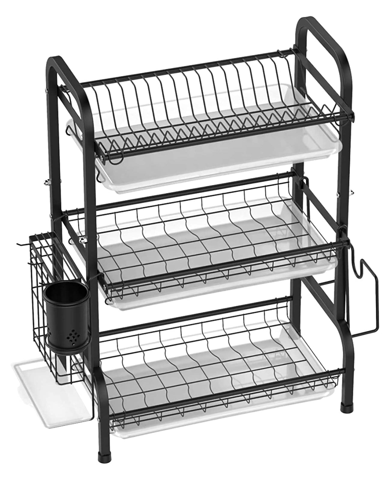 Escurridor De Platos 3 Niveles De Metal Escurre Platos Color Negro
