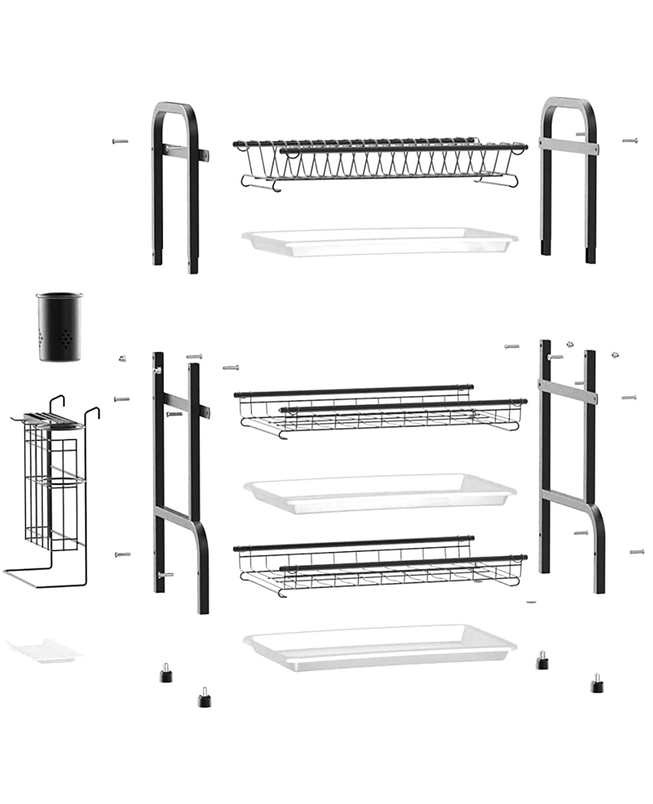 Escurridor De Platos 3 Niveles De Metal Escurre Platos Color Negro