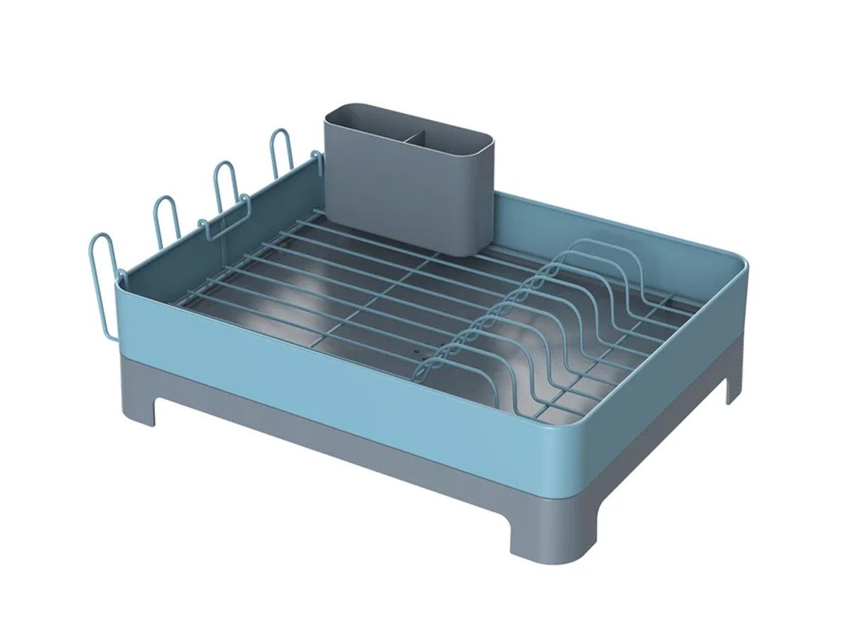 Escurre Platos De Acero Seca Plato Just Home Collection Azul Gris
