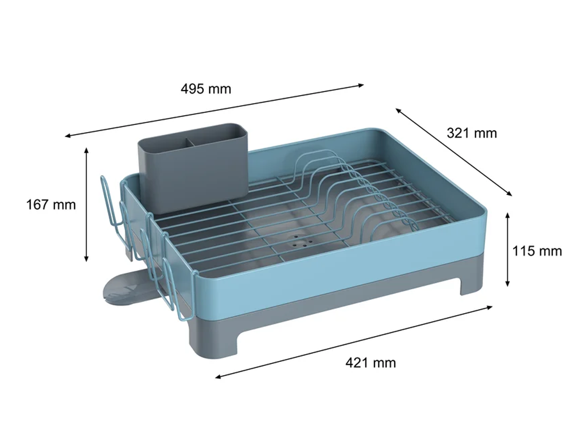 Escurre Platos De Acero Seca Plato Just Home Collection Azul Gris