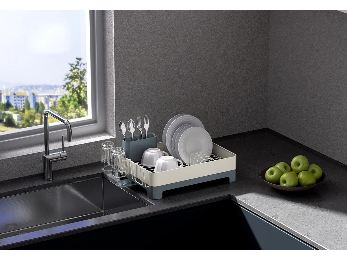Escurre Platos De Acero Seca Plato Just Home Collection Blanco Gris