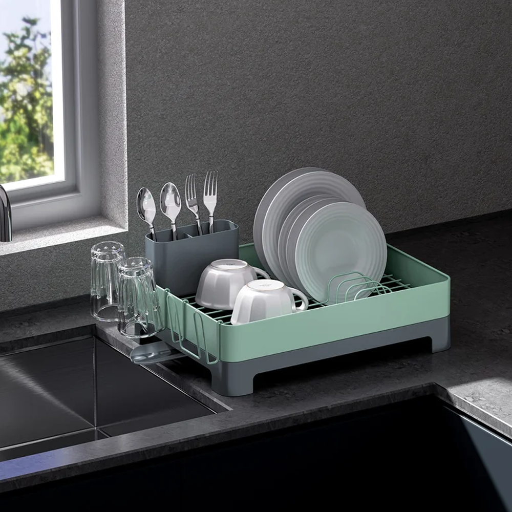 Escurre Platos De Acero Seca Platos Just Home Collection Menta Gris