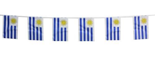 Banderas De Uruguay X 12 De Tela Guirnalda Banderines 5 Mts