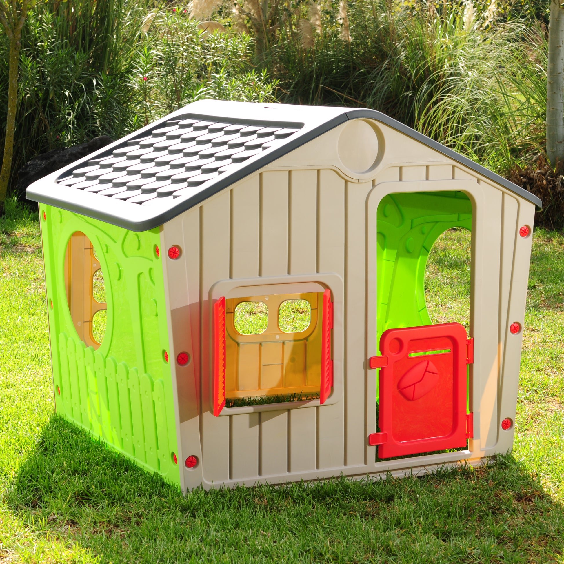 Casita Para Niños De Plástico Jardin Aire Libre Starplay Color Gris