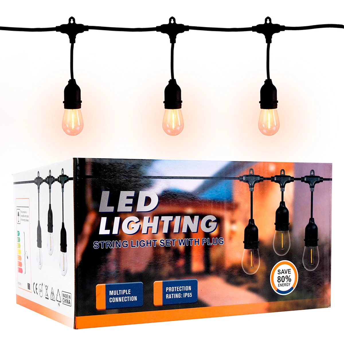 Guirnalda Luces Led 5 Mt Exterior 10 Ampolletas Vintage