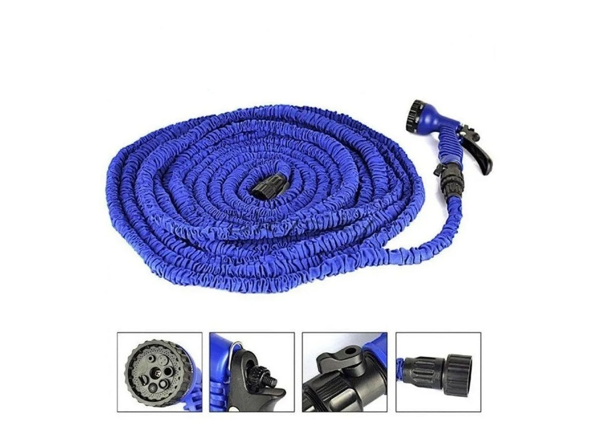 Manguera Extensible 15 Metros Con Gatillo Azul