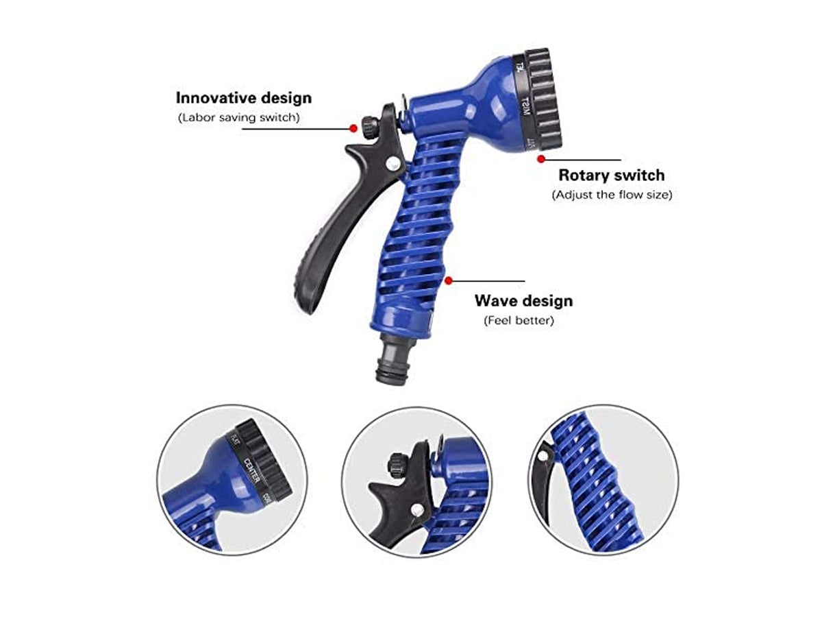 Manguera Extensible 15 Metros Con Gatillo Azul
