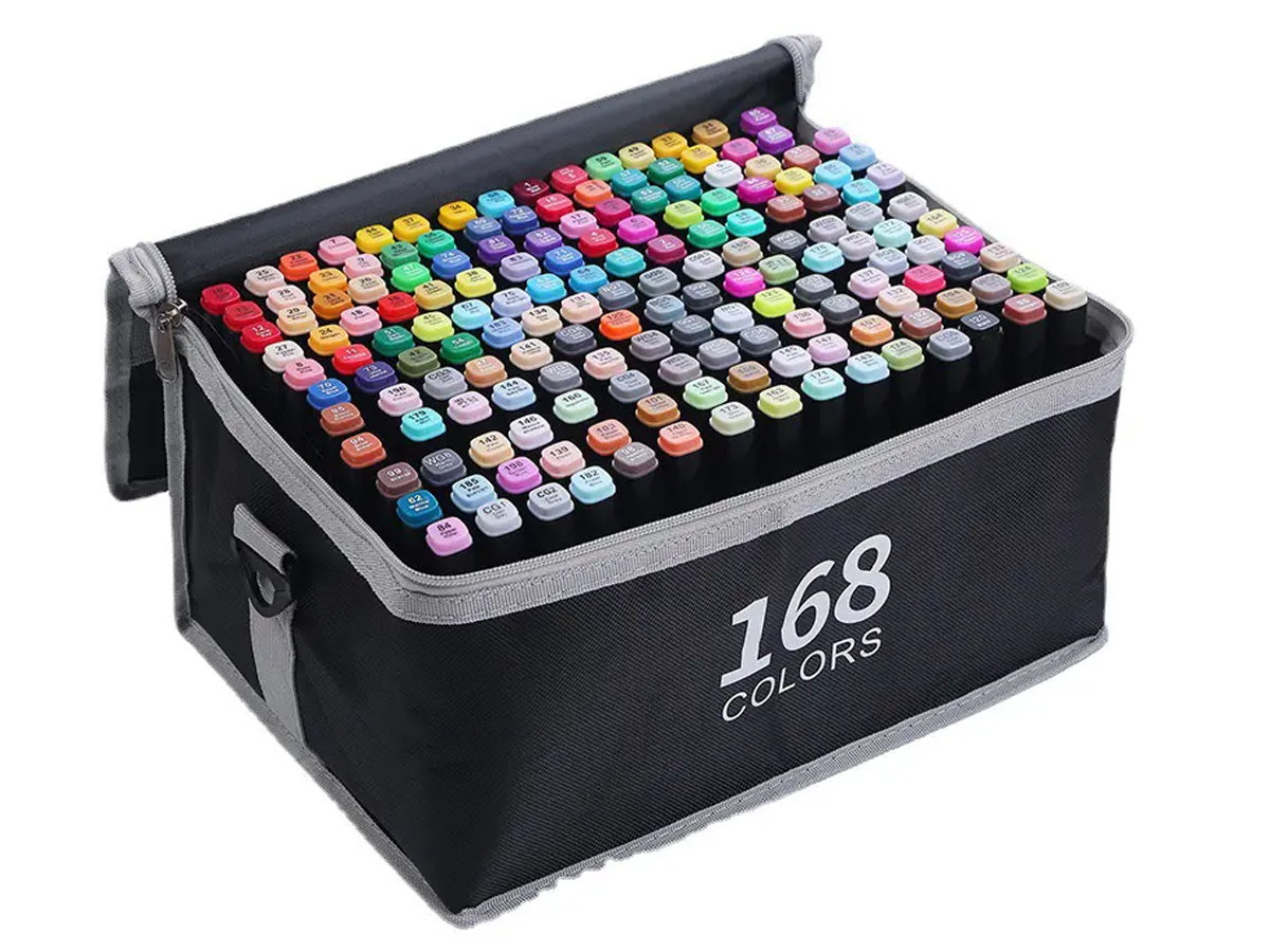 Set 168 Marcadores Draypen Doble Punta Con Estuche Colores