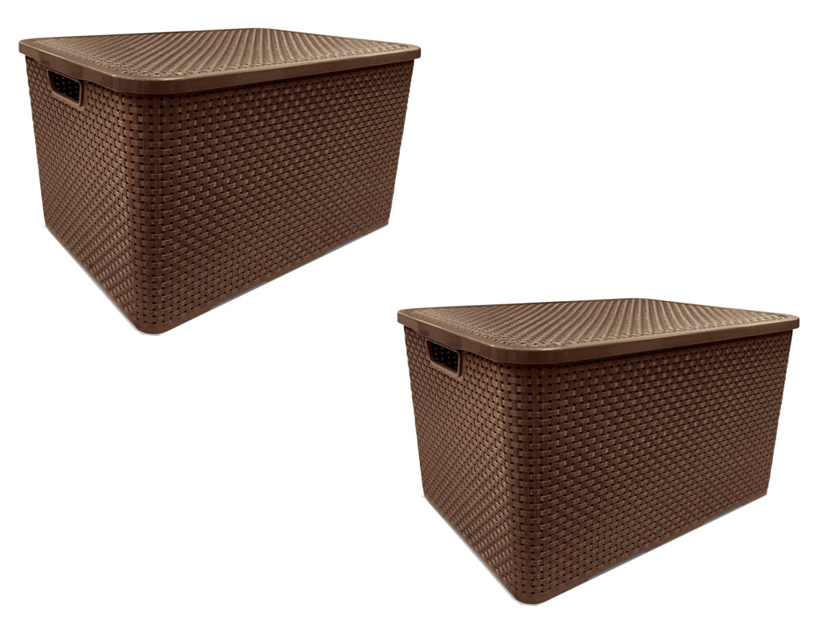 Pack 2 Cajas Organizadoras 7 Lt Símil Rattan Arqplast