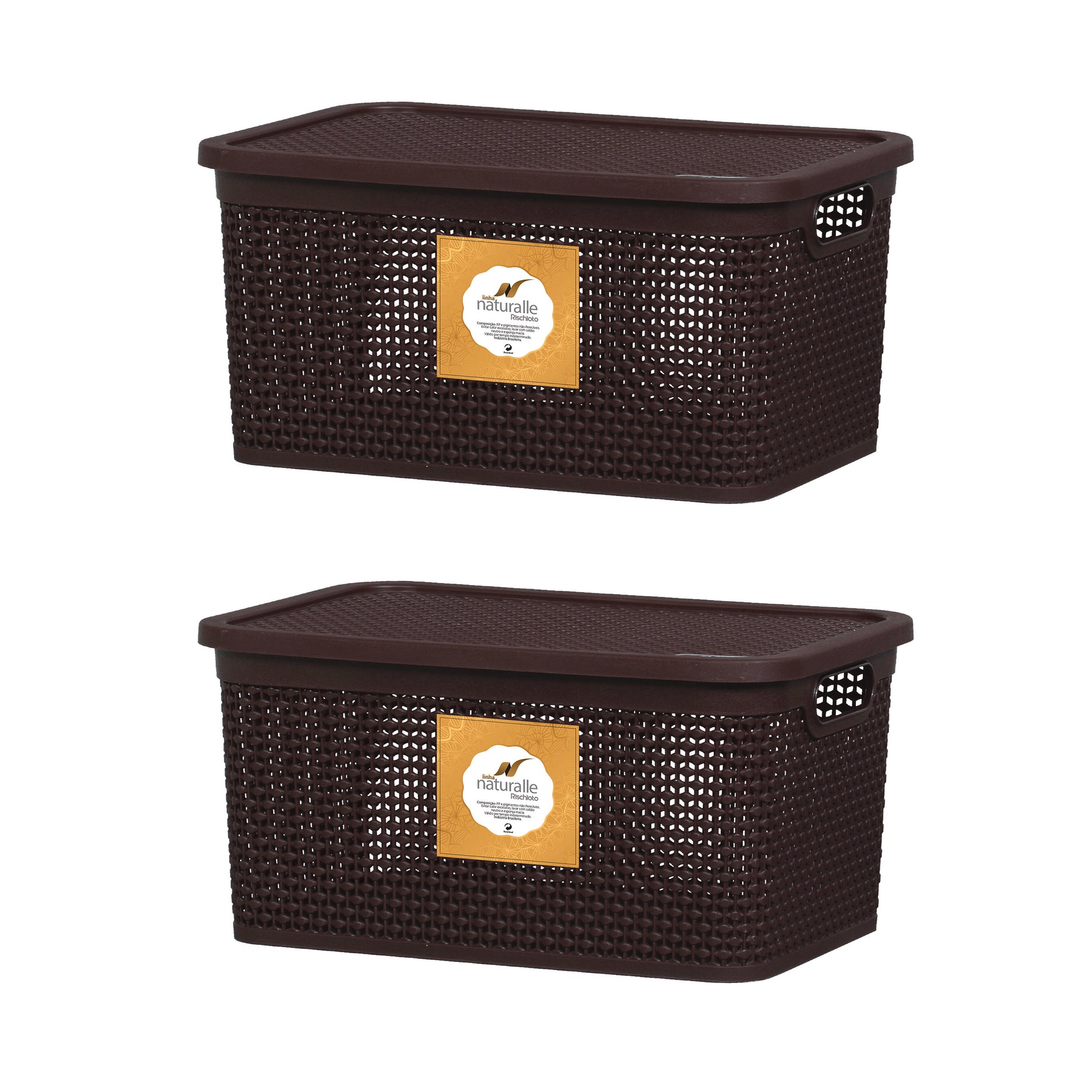 Pack 2 Cajas Organizadoras Medianas Chicas Símil Rattan 4 Lt