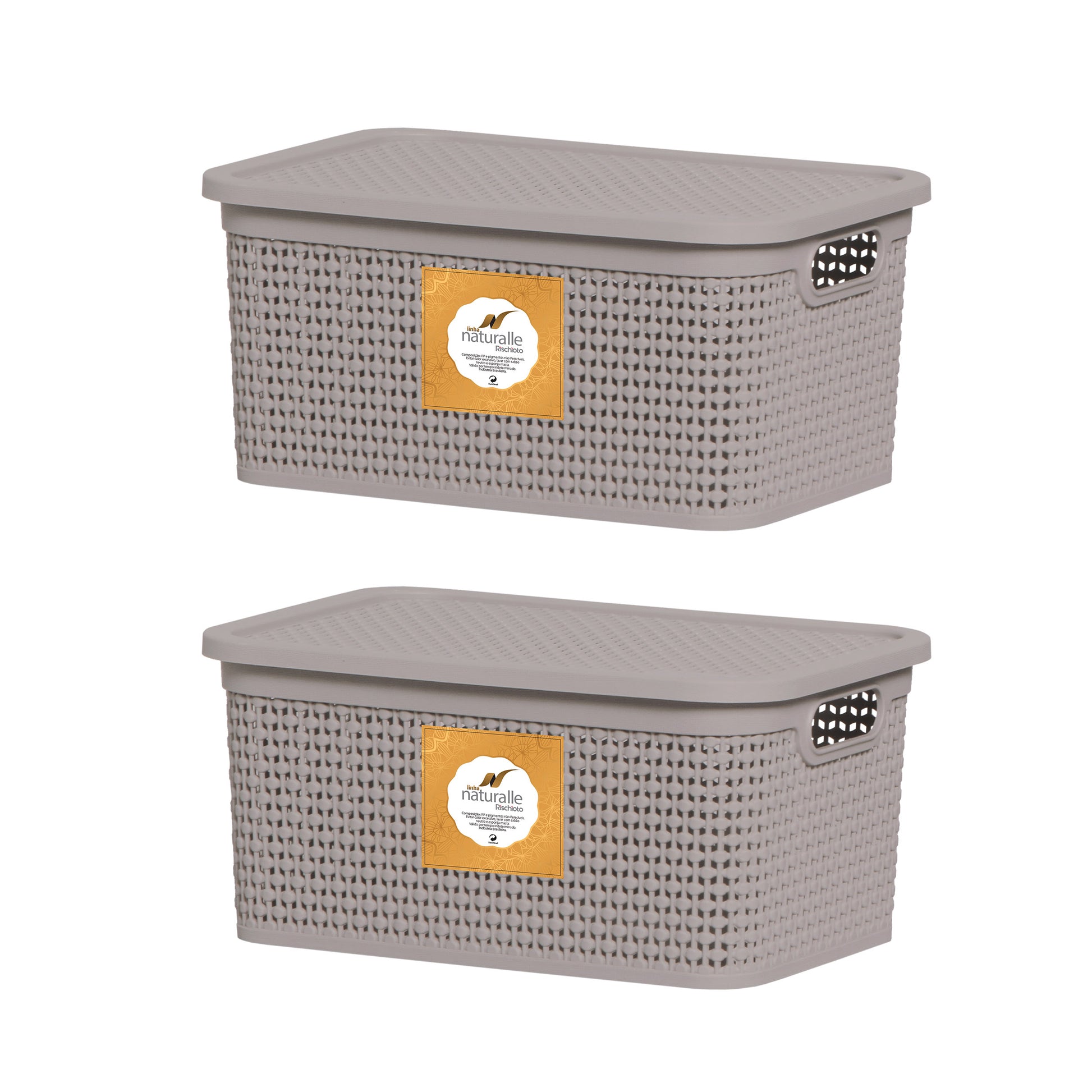 Pack 2 Cajas Organizadoras Medianas Chicas Símil Rattan 4 Lt