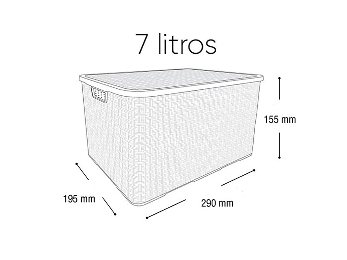 Pack 2 Cajas Organizadoras 7 Lt Símil Rattan Arqplast