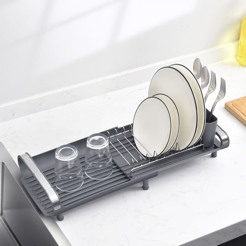 Mini Escurridor Para Platos Extensible Just Home Collection Color Gris