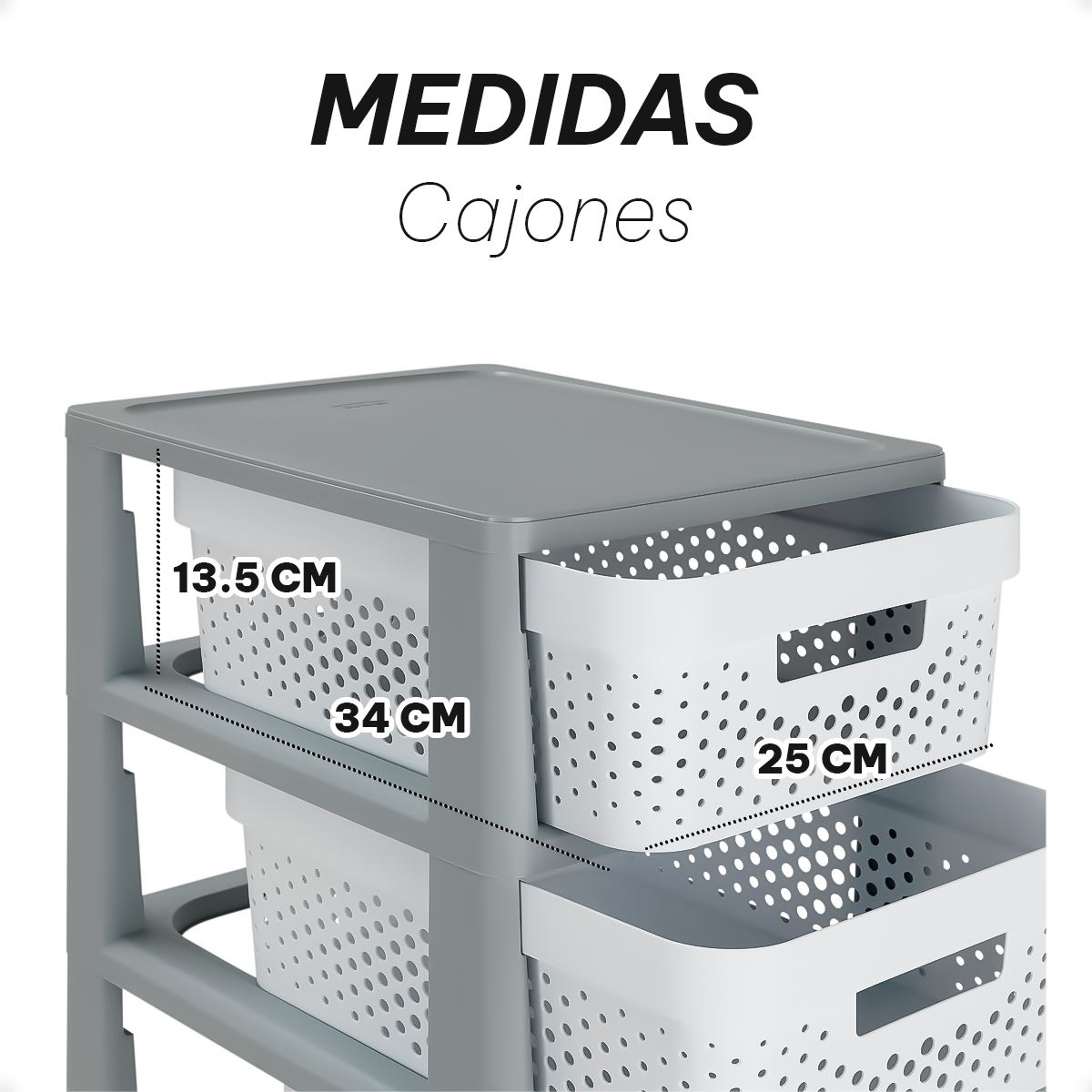 Cajonera de Plástico con 4 Estantes Just Home Collection