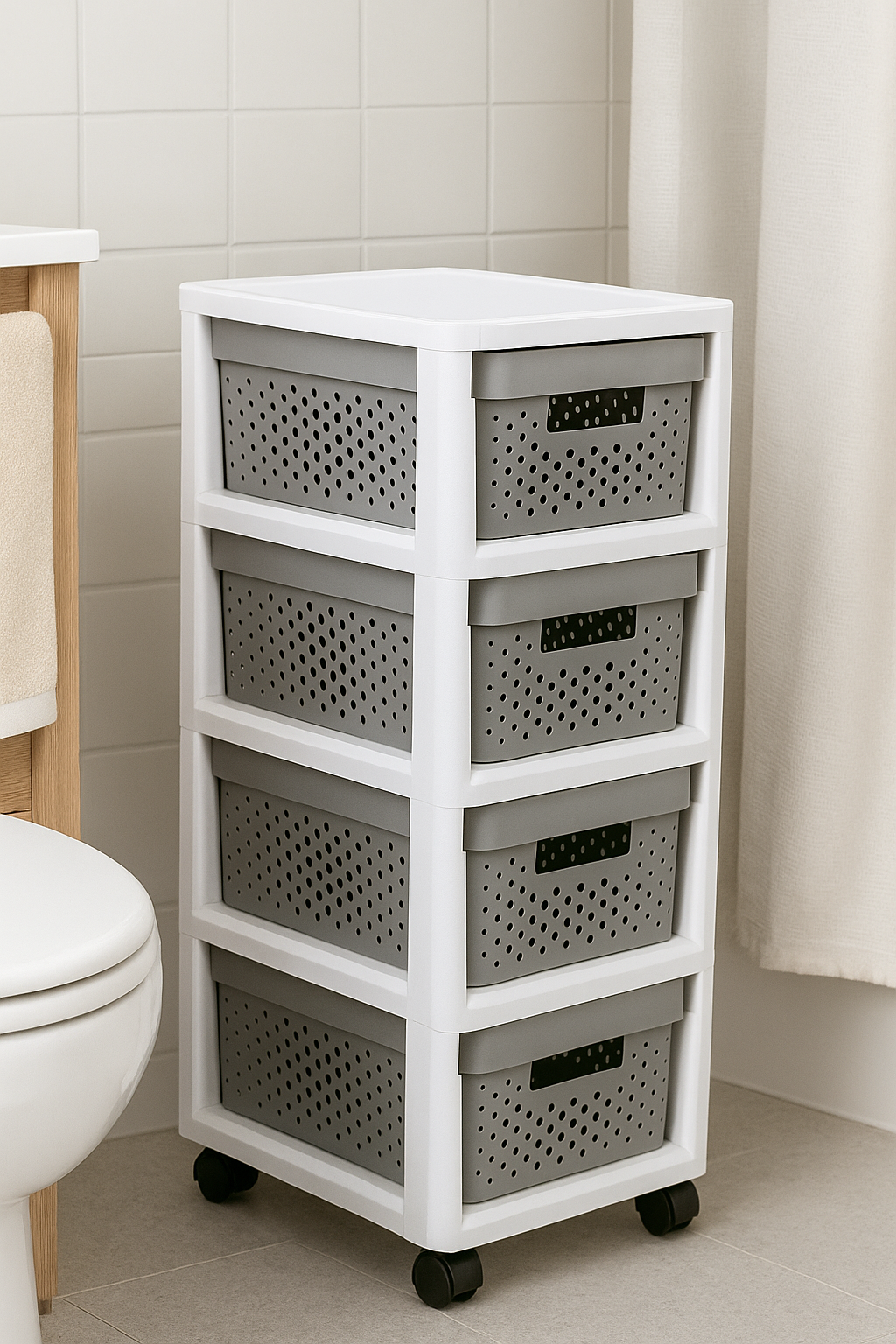 Cajonera de Plástico con 4 Estantes Just Home Collection