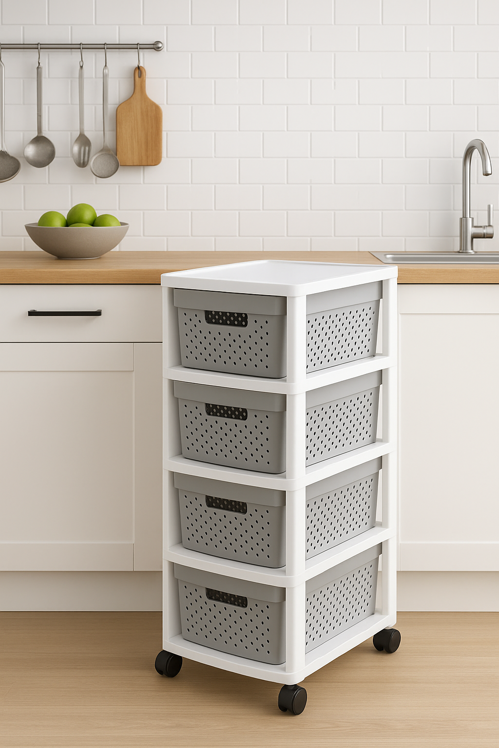 Cajonera de Plástico con 4 Estantes Just Home Collection