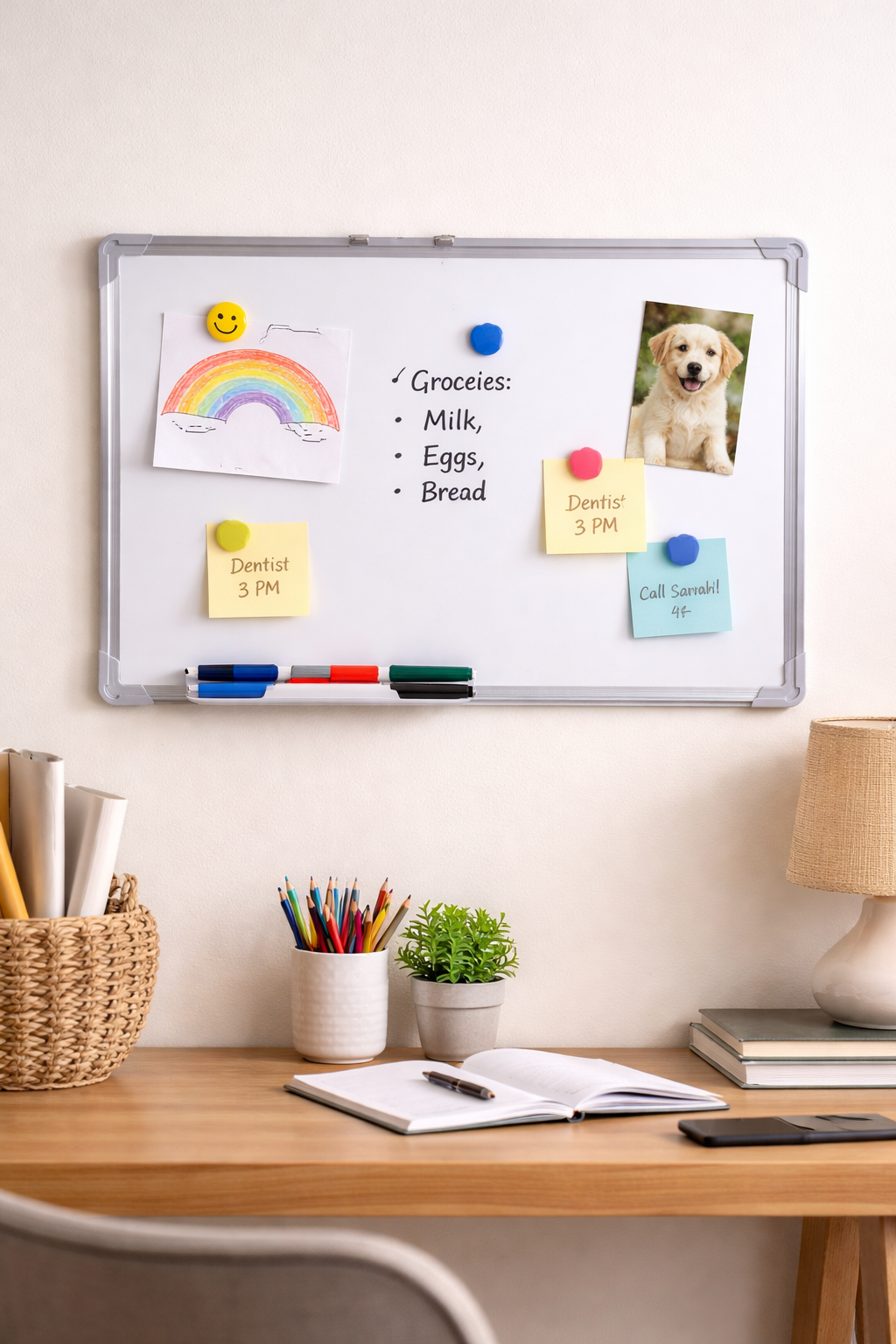 Pizarra Blanca 40 x 60 Cm Marco de Aluminio