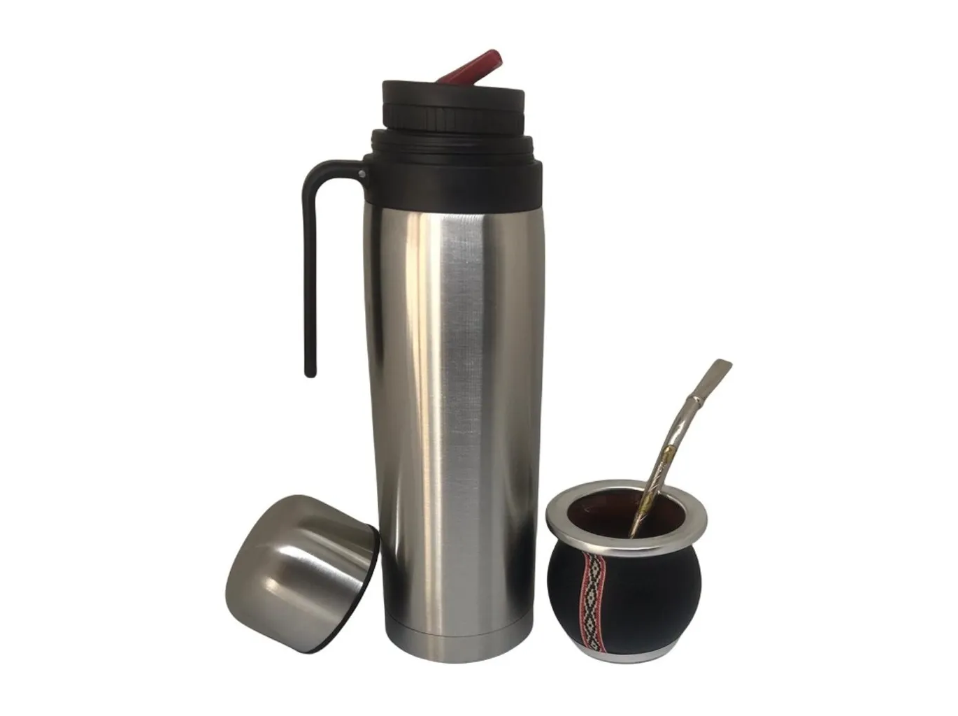 Set De Mate Con Termo De 1 Litro Y Bombilla De Bronce