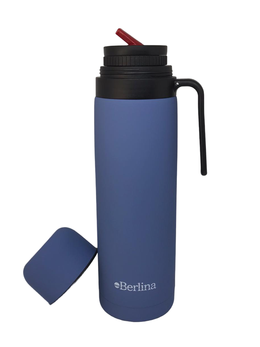 Termo Berlina Con Asa 1 Lt Pico Cebador Azul Mate