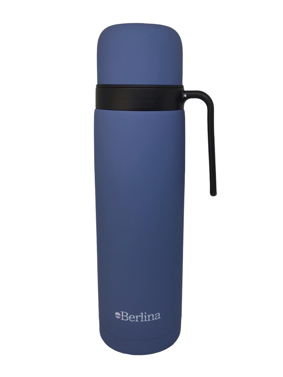 Termo Berlina Con Asa 1 Lt Pico Cebador Azul Mate