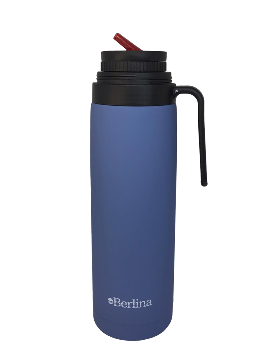 Termo Berlina Con Asa 1 Lt Pico Cebador Azul Mate