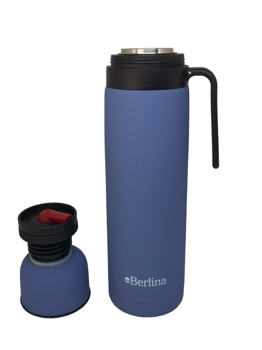 Termo Berlina Con Asa 1 Lt Pico Cebador Azul Mate