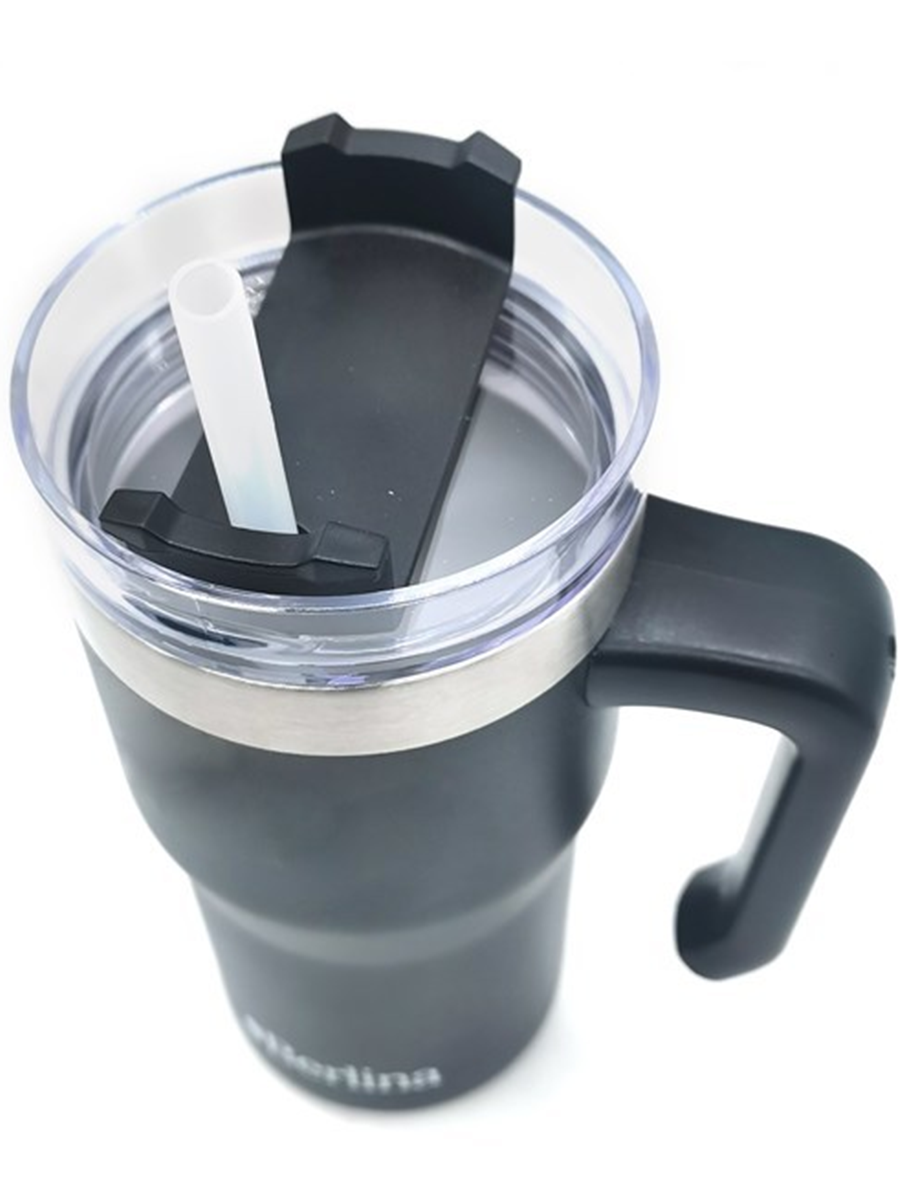 Vaso Térmico 600ml Doble Pared con tapa Y sorbito Berlina Negro