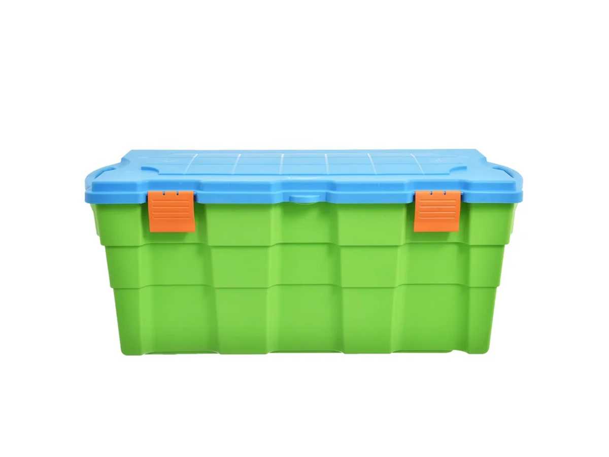 Baúl Organizador Plástico 100 Lts Wenco Con 2 Ruedas Verde Celeste