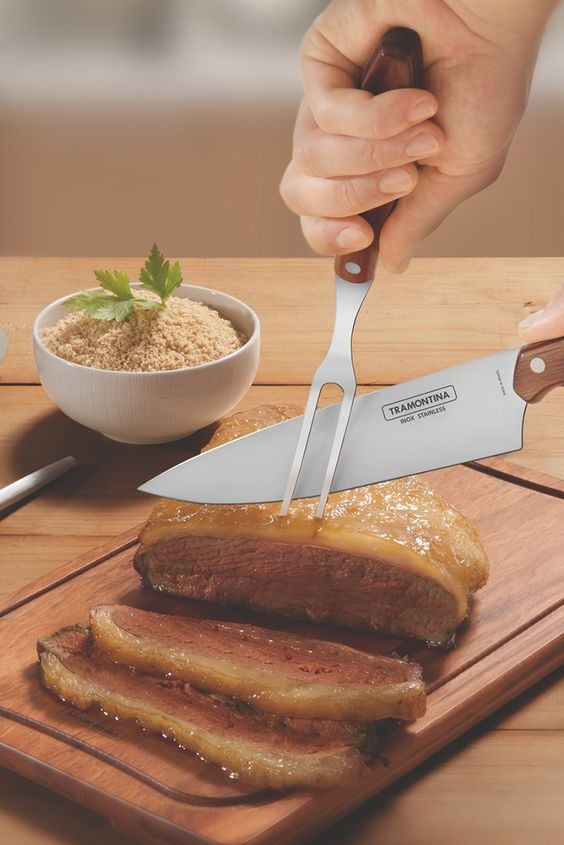 Set Para Asado Cuchilla + Tenedor + Tabla Tramontina